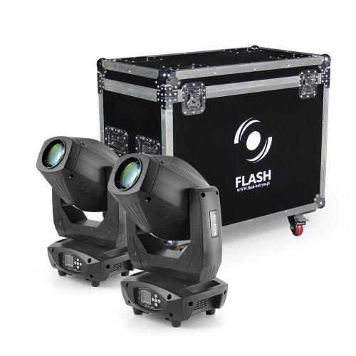 FLASH ZESTAW 2x LED GŁOWA RUCHOMA 200W 3in1 - BEAM-SPOT-WASH + CASE
